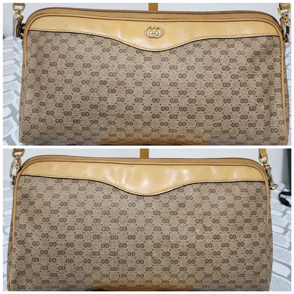 Gucci Vintage Interlocking G Shoulder Bag Brown/Beige - Picture 5 of 13